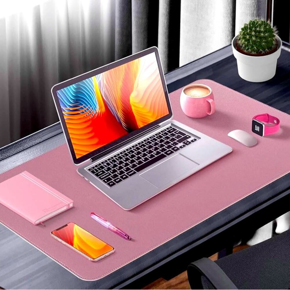 Dual Sided Pink/Mauve Desk Pad 31.5” x 15.7”